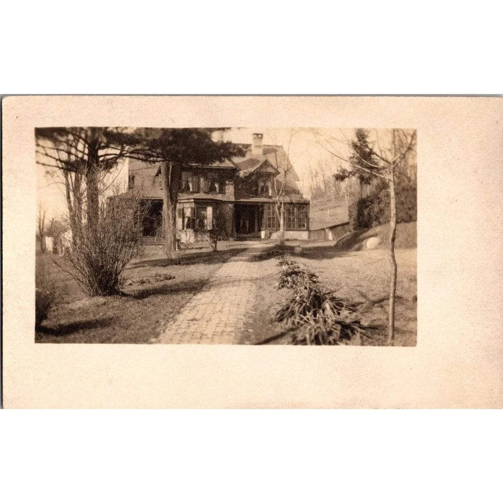Vintage Azo Postcard Sepia Photo of Historic House Early‎ 1900s